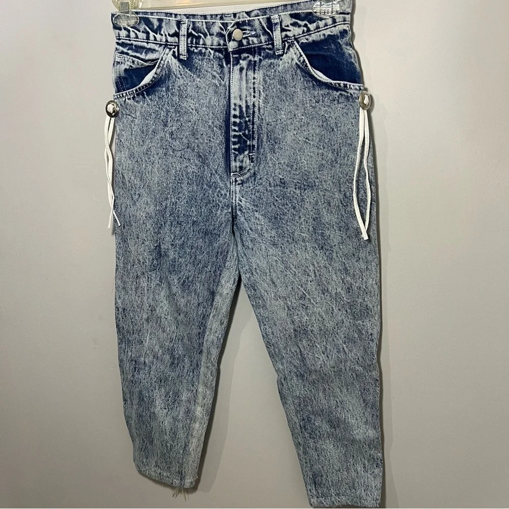 Vintage 80s Acid Wash High Waist Tapered Mom Jeans Grunge Indie Hipster Retro 26